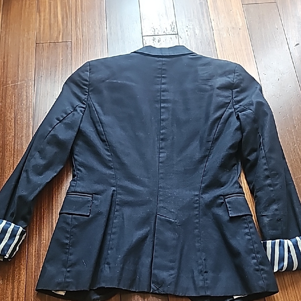 Zara Navy Blue Blazer with Striped Interior - Picture 9 of 10